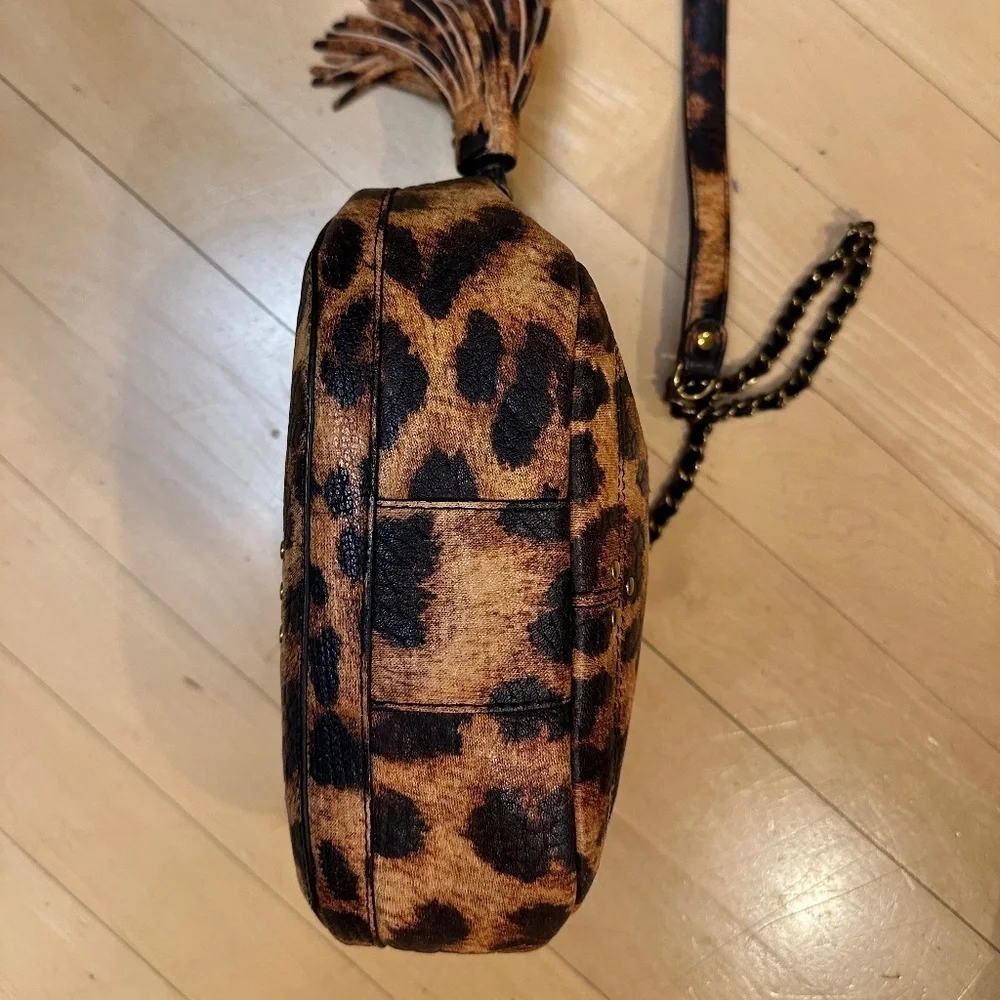 Cheeta print vegan leather crossbody,  P1383 - Picture 3 of 6